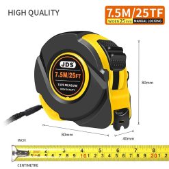 7.5M Heavy Duty Steel Tape Measure with Push-Button Lock