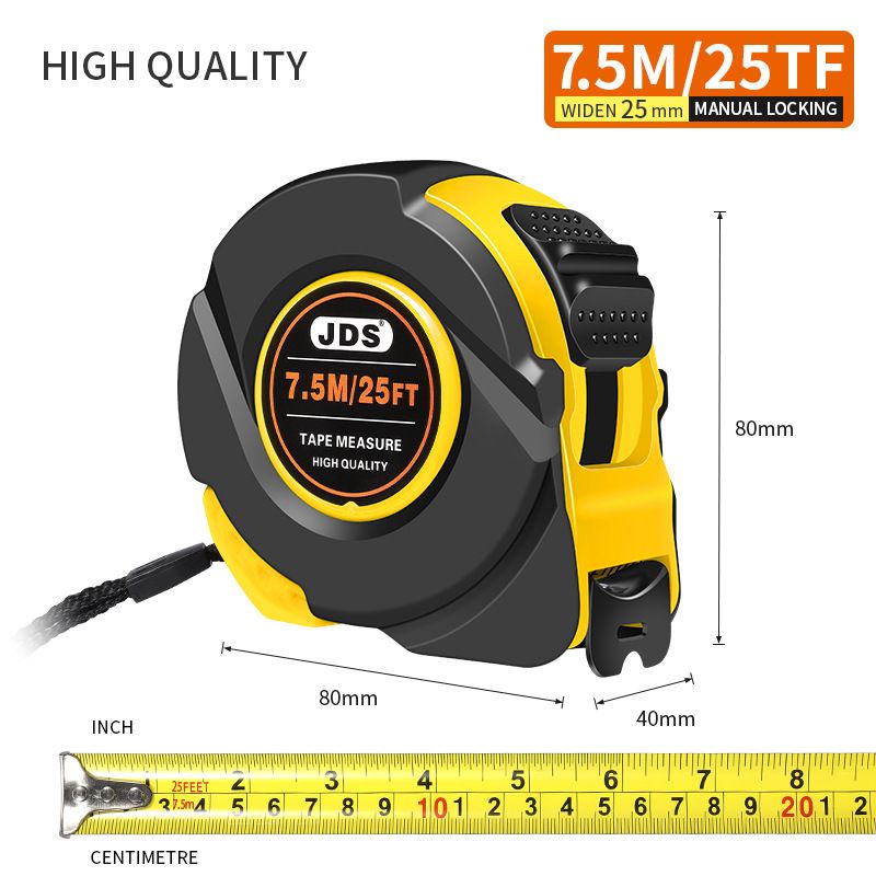 7.5M Heavy Duty Steel Tape Measure with Push-Button Lock 1 7.5M Heavy Duty Steel Tape Measure with Push-Button Lock