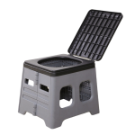 Portable folding toilet stool with lid, 150kg capacity