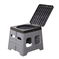 Grey Portable Folding Toilet Stool Outdoor Camping Car Emergency Portable Potty Chair