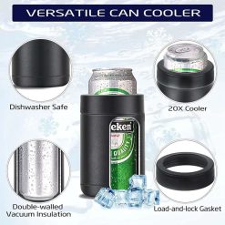 Alternative view of 3-in-1 Beer Bottle Insulated Tumbler and Can Cooler with Bottle Opener – Double Wall Stainless Steel Soda Can Insulator & Holder for Car Outdoor Beverage Storage, 12oz Pink