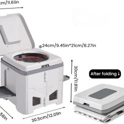 Alternative view of Portable Travel Toilet with Integrated Dual Storage Wings & Odor-Proof Lid – Ergonomic Reusable Foldable Commode with 12.7cm Folding Height for Car Travel & Outdoor Use (White)