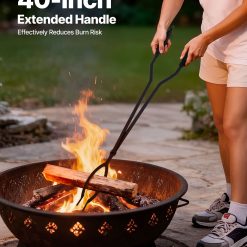 Fireplace Tool Set, 3 PCS Fire Tool Set and Holder with Stand, Tongs, Fire Place Poker, Wrought Iron Fireplace Accessories for Campfire Backyard Bonfire Indoor/Outdoor, Black 14 V952 BLGJTJ3JTCXGS1KU6001V0 03