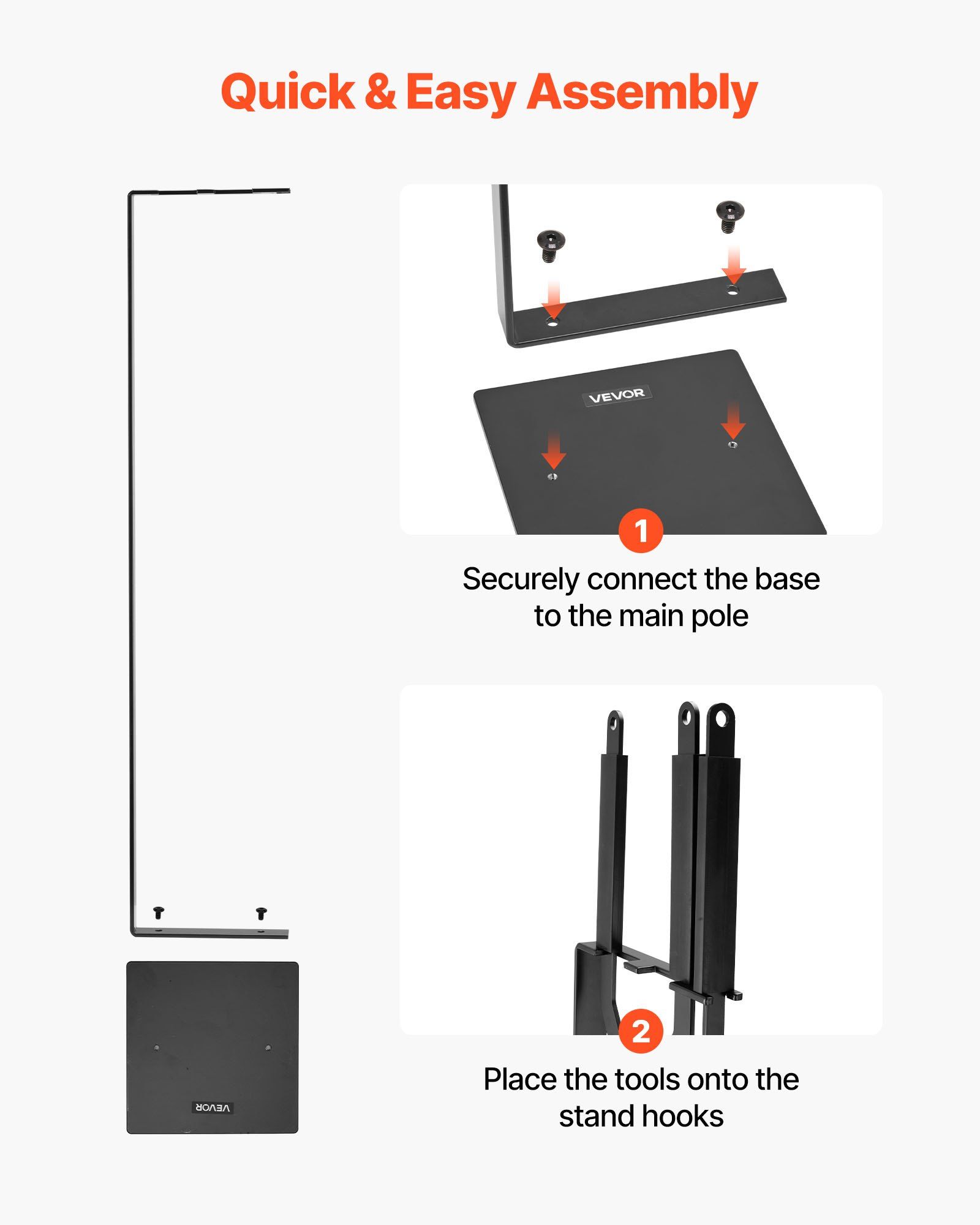 Fireplace Tool Set, 3 PCS Fire Tool Set and Holder with Stand, Tongs, Fire Place Poker, Wrought Iron Fireplace Accessories for Campfire Backyard Bonfire Indoor/Outdoor, Black 6 Fireplace Tool Set, 3 PCS Fire Tool Set and Holder with Stand, Tongs, Fire Place Poker, Wrought Iron Fireplace Accessories for Campfire Backyard Bonfire Indoor/Outdoor, Black - Image 6