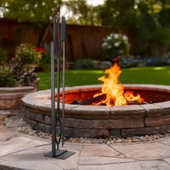 Fireplace Tool Set, 3 PCS Fire Tool Set and Holder with Stand, Tongs, Fire Place Poker, Wrought Iron Fireplace Accessories for Campfire Backyard Bonfire Indoor/Outdoor, Black 18 V952 BLGJTJ3JTCXGS1KU6001V0 07