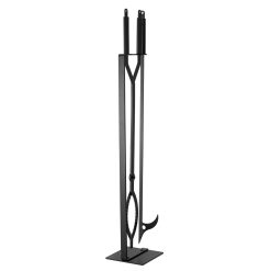 Fireplace Tool Set, 3 PCS Fire Tool Set and Holder with Stand, Tongs, Fire Place Poker, Wrought Iron Fireplace Accessories for Campfire Backyard Bonfire Indoor/Outdoor, Black 19 V952 BLGJTJ3JTCXGS1KU6001V0 08