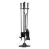 Fireplace Tool Set, 5-Piece with Stand, Black Wrought Iron