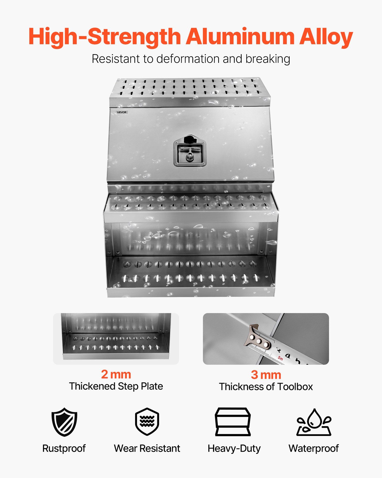 Aluminium semi-truck step toolbox, 610 x 695 x 645 mm 2 Aluminium semi-truck step toolbox, 610 x 695 x 645 mm - Image 2