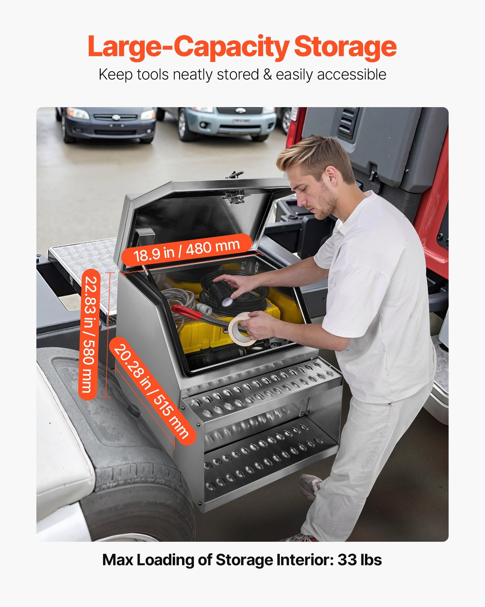 Aluminium semi-truck step toolbox, 610 x 695 x 645 mm 4 Aluminium semi-truck step toolbox, 610 x 695 x 645 mm - Image 4
