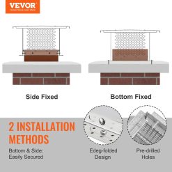 Alternative view of Chimney Cap 304.8 x 304.8mm, 304 Stainless Steel Fireplace Chimney Cover, Not Easily Toppled & Practical Accessories & Easy Installation, Fits Mesh Flue Covers Outside Clay Flue Shingles, Silver