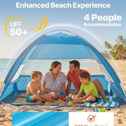 Alternative view of Beach Tent Sun Shelter for 4 Person, UPF 50+ Protection, Portable Sun Shade Canopy with Carrying Bag & Sand Pockets, Lightweight and Easy Setup Beach Umbrella for Camping Fishing Outdoor Picnic