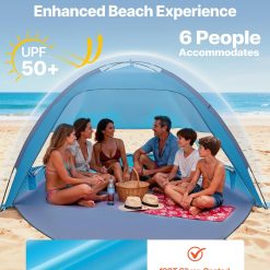 Alternative view of Beach Tent Sun Shelter for 6 Person, UPF 50+ Protection, Portable Sun Shade Canopy with Carrying Bag & Sand Pockets, Lightweight and Easy Setup Beach Umbrella for Camping Fishing Outdoor Picnic
