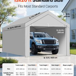 Alternative view of Carport replacement canopy 6 x 4 m UV-resistant waterproof