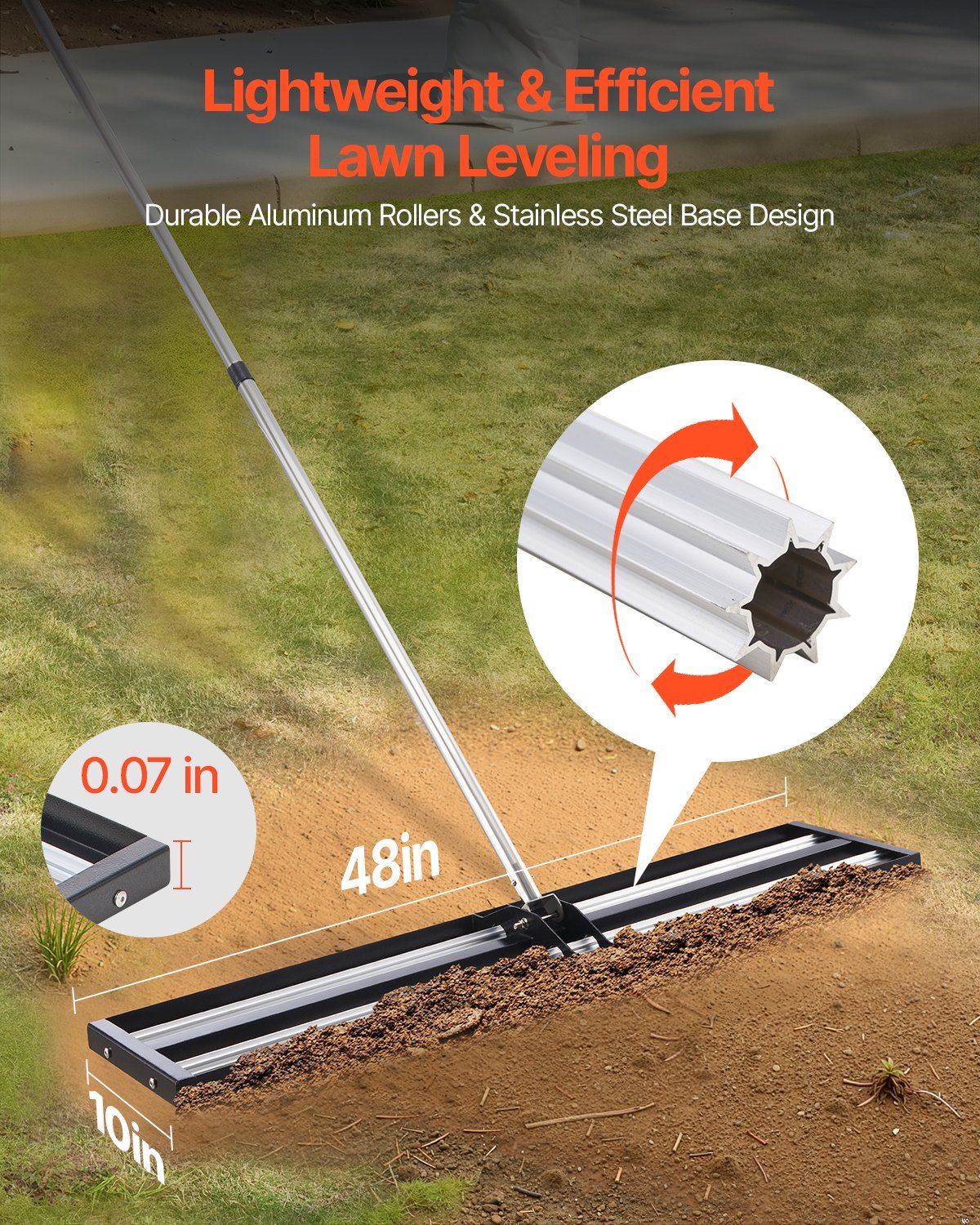 Lawn Leveling Rake 254 x 1219 mm with Adjustable Handle 2 Lawn Leveling Rake 254 x 1219 mm with Adjustable Handle - Image 2