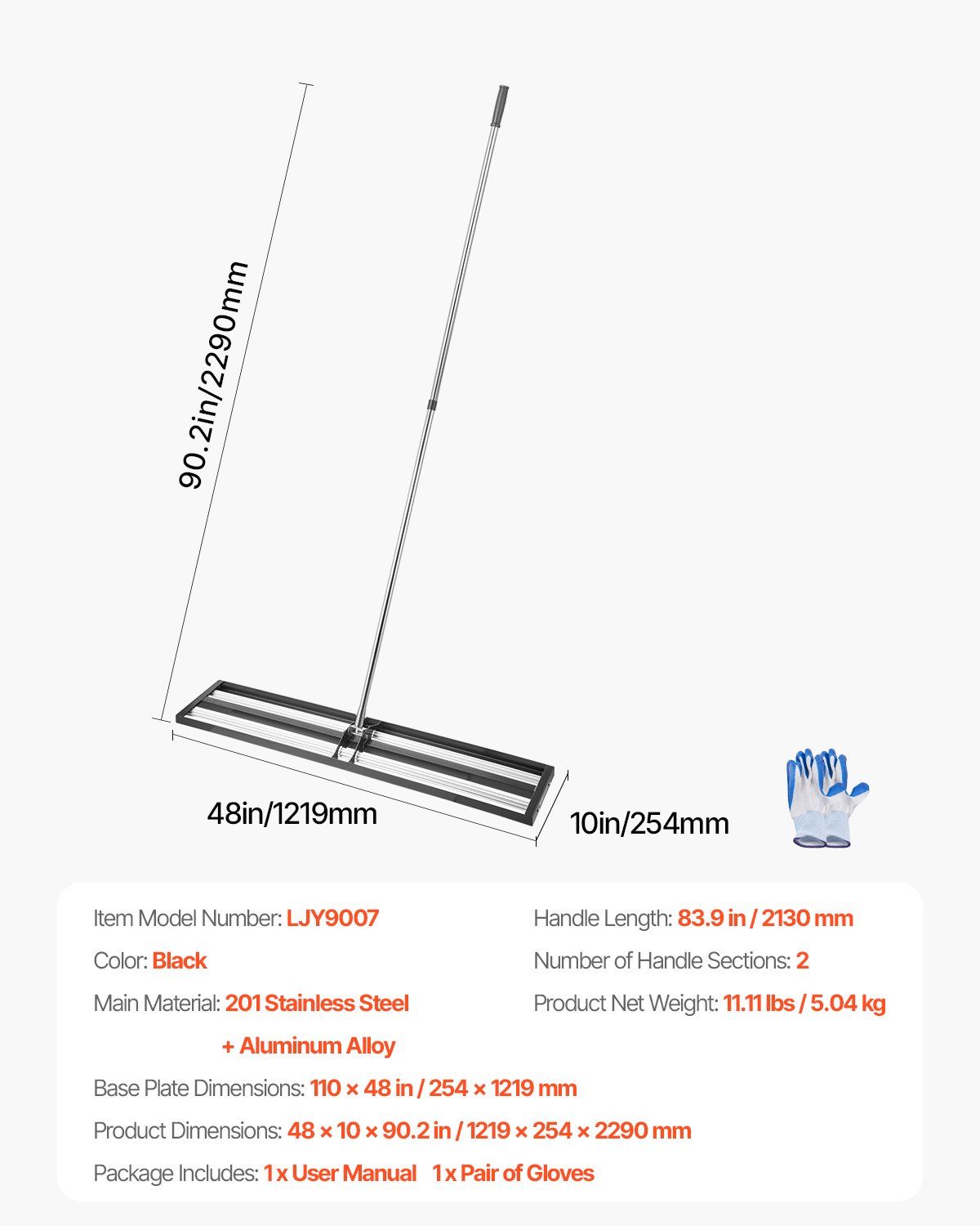 Lawn Leveling Rake 254 x 1219 mm with Adjustable Handle 7 Lawn Leveling Rake 254 x 1219 mm with Adjustable Handle - Image 7