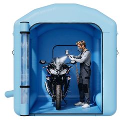 Inflatable Paint Booth, 3 x 2.5 x 2.5 m, Inflatable Spray Booth with 550W Powerful Blower and Air Filter System, Round Roof with Light Hook, for Painting Bicycle, Motorcycle, and Furniture