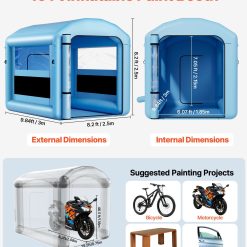 Alternative view of Inflatable Paint Booth, 3 x 2.5 x 2.5 m, Inflatable Spray Booth with 550W Powerful Blower and Air Filter System, Round Roof with Light Hook, for Painting Bicycle, Motorcycle, and Furniture