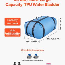 Alternative view of Water storage bladder 132L TPU collapsible tank
