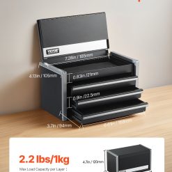 Alternative view of Metal tool box with 3 drawers, 8.6 inch