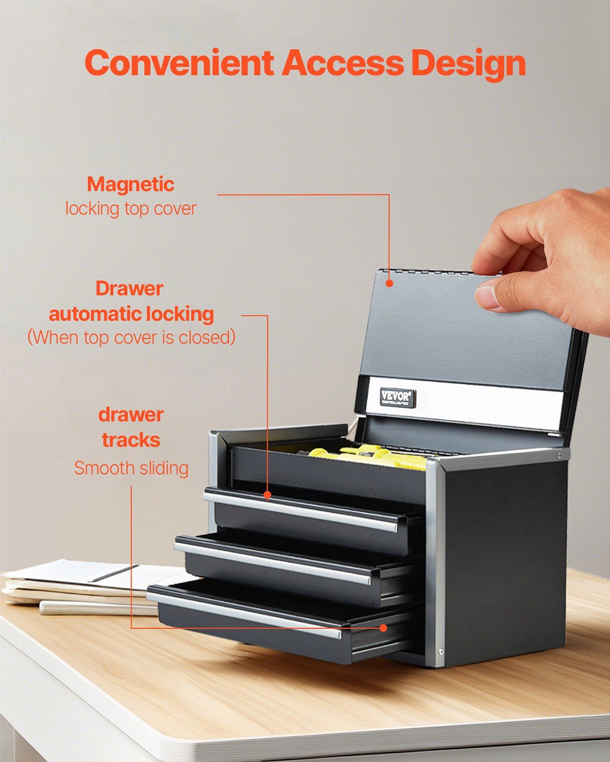 Metal tool box with 3 drawers, 8.6 inch 4 Metal tool box with 3 drawers, 8.6 inch - Image 4