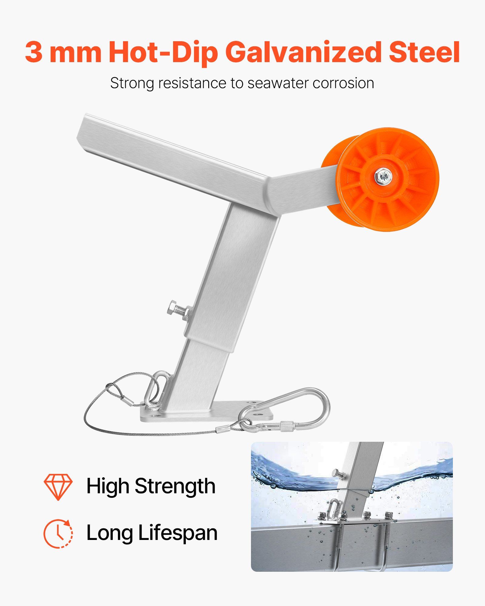 Boat Trailer Winch Stand with Roller, Adjustable 365-548 mm 2 Boat Trailer Winch Stand with Roller, Adjustable 365-548 mm - Image 2