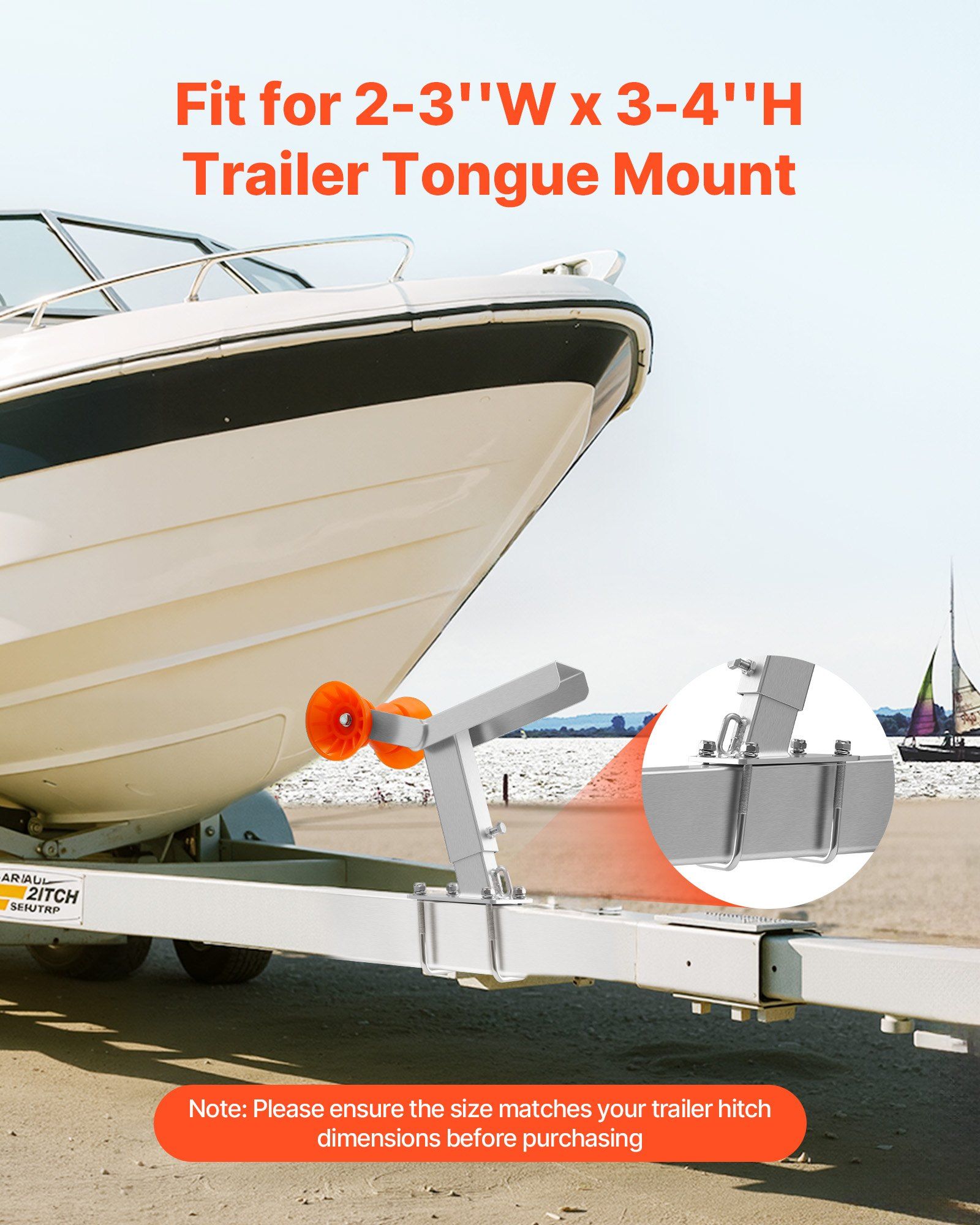 Boat Trailer Winch Stand with Roller, Adjustable 365-548 mm 3 Boat Trailer Winch Stand with Roller, Adjustable 365-548 mm - Image 3