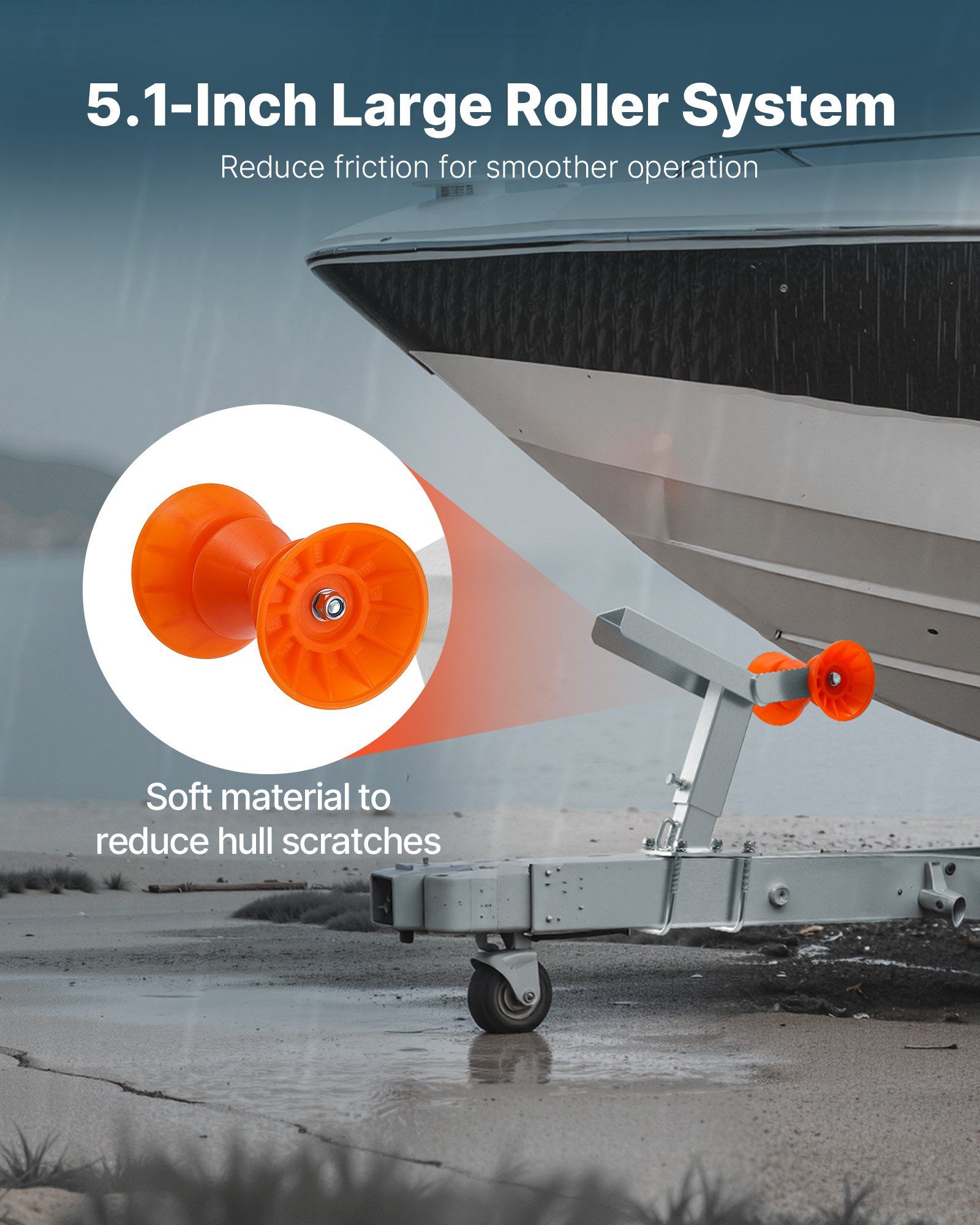 Boat Trailer Winch Stand with Roller, Adjustable 365-548 mm 4 Boat Trailer Winch Stand with Roller, Adjustable 365-548 mm - Image 4