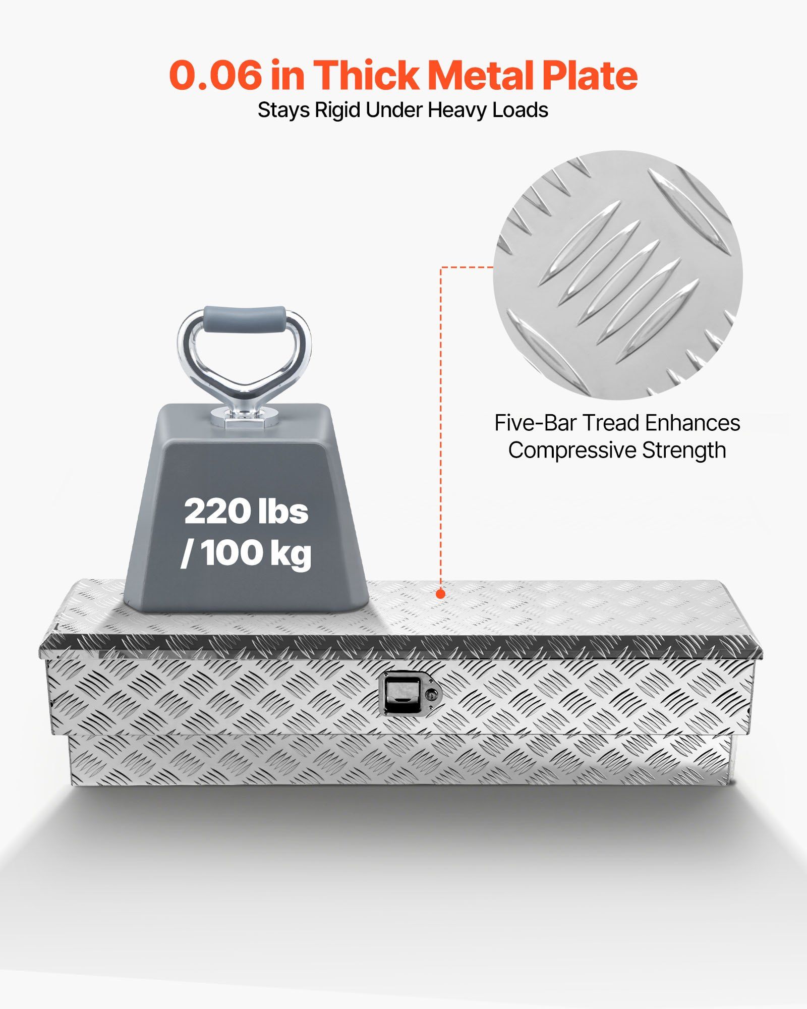 Heavy Duty Aluminum Truck Bed Tool Box 1219 x 340 x 330 mm 2 Heavy Duty Aluminum Truck Bed Tool Box 1219 x 340 x 330 mm - Image 2