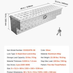 Heavy Duty Aluminum Truck Bed Tool Box 1219 x 340 x 330 mm 17 V952 CZGJX48INCHYG7NXK001V0 06