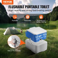 Alternative view of Portable Toilet for Camping, Porta Potty with Carry Bag, 5.3 Gal Waste Tank & 3.2 Gal Flush Tank, Push-Button Pressurized Flush Commode, Leak-proof and Odourless Travel Toilet for Camping Car