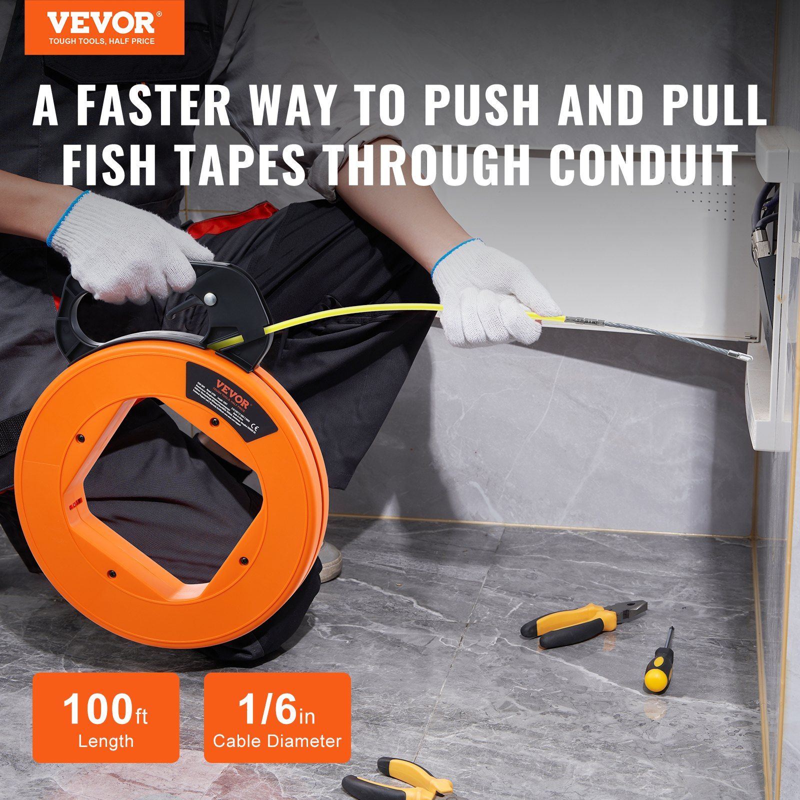 Fiberglass Fish Tape 30.5 m, 4.2 mm Wire Puller 2 Fiberglass Fish Tape 30.5 m, 4.2 mm Wire Puller - Image 2