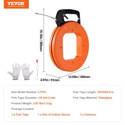 Fiberglass Fish Tape 30.5 m, 4.2 mm Wire Puller 17 V952 DJPYDBLXW16IXBAHUV0 06
