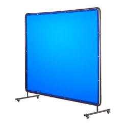 Welding Screen with Frame, 1.74 x 2.34m Welding Curtain Screen, Flame-Resistant Vinyl Protection Screens with Lockable Swivel Wheels & 6-Level UV Protection for Workshop/Industrial Use, Blue