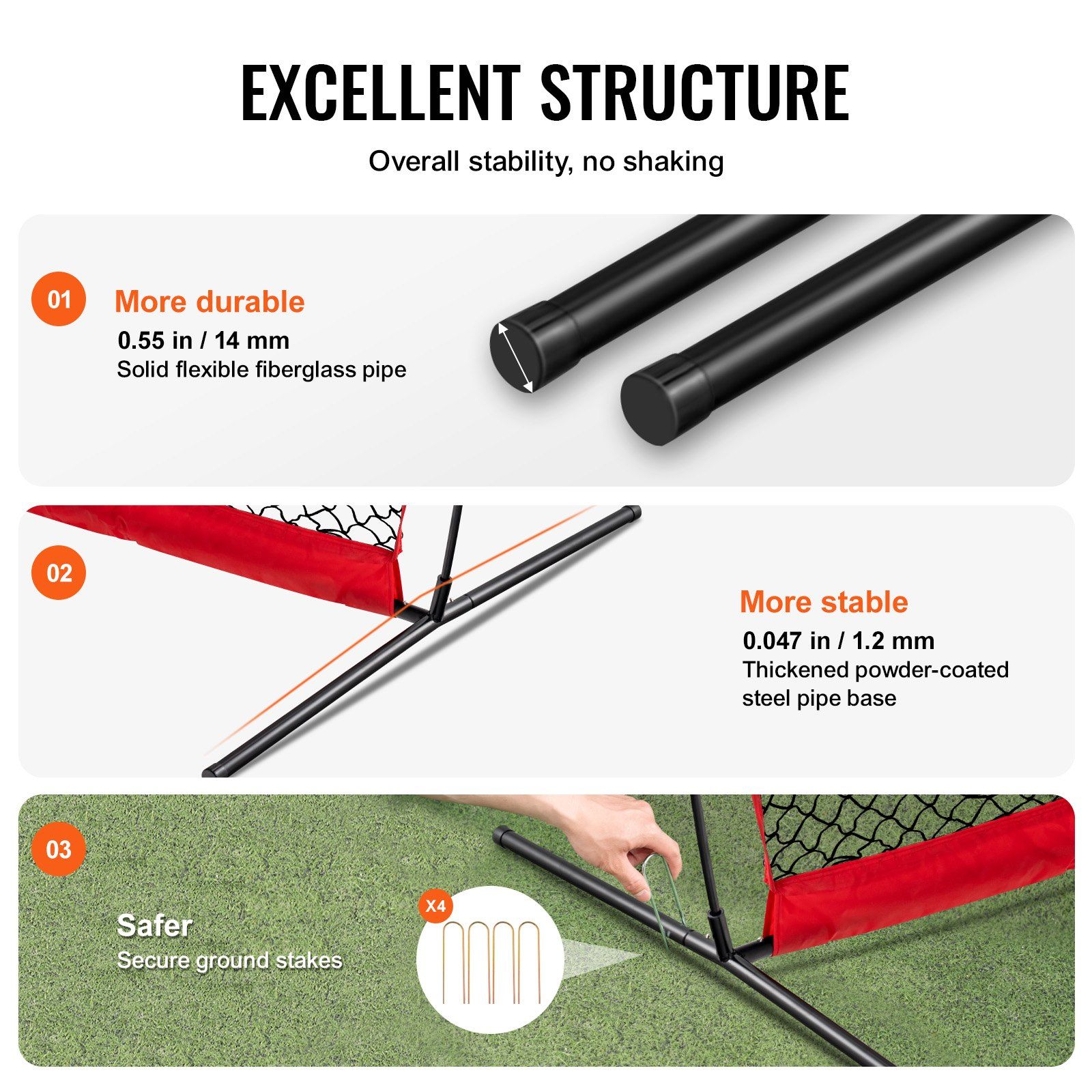 Barricade Backstop Net 7x7 ft Portable Ball Sports Barrier 4 Barricade Backstop Net 7x7 ft Portable Ball Sports Barrier - Image 4