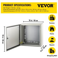 NEMA 4X steel electrical enclosure 16 x 16 x 8 inches 17 V952 DQXJSTCFS40X40X20V0 06