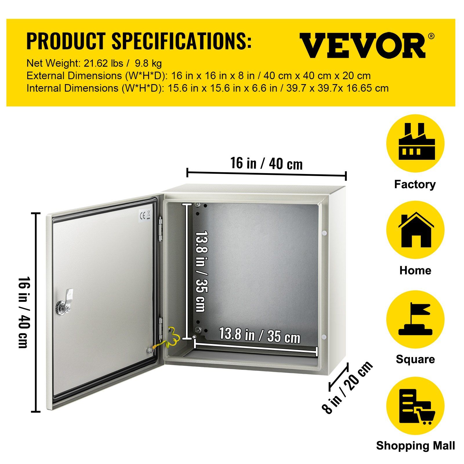 NEMA 4X steel electrical enclosure 16 x 16 x 8 inches 7 NEMA 4X steel electrical enclosure 16 x 16 x 8 inches - Image 7