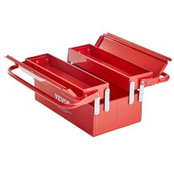 14-inch Metal Tool Box, 2-Tier Cantilever with Dual Handles