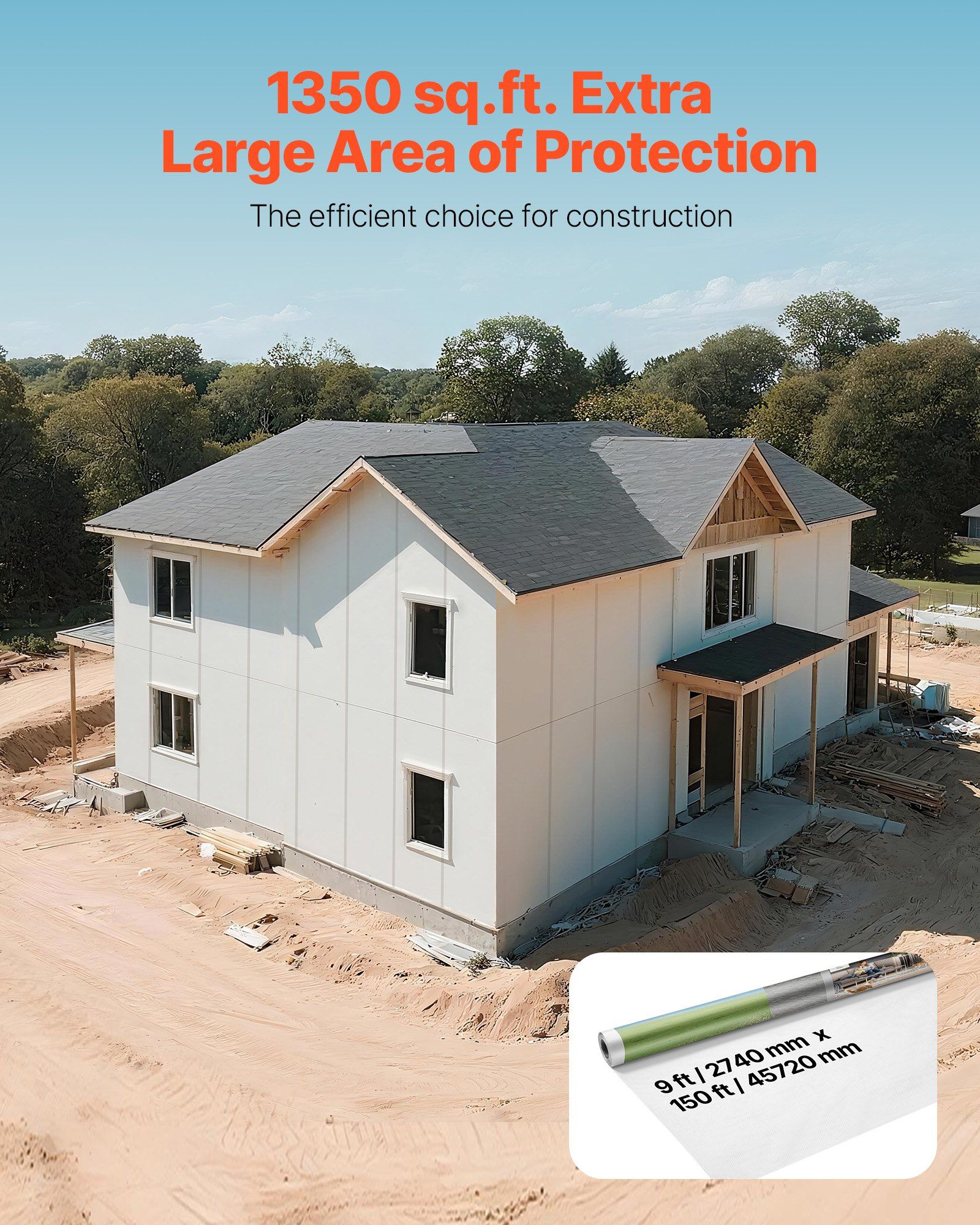 House Wrap Vapor Barrier 2.74 x 45.7 m, 0.13 mm 2 House Wrap Vapor Barrier 2.74 x 45.7 m, 0.13 mm - Image 2