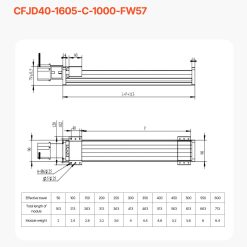 Linear Guide Stage Actuator 1000 mm, NEMA 23 Stepper 17 V952 GZSGSFU20MM1A6SA3001V9 06