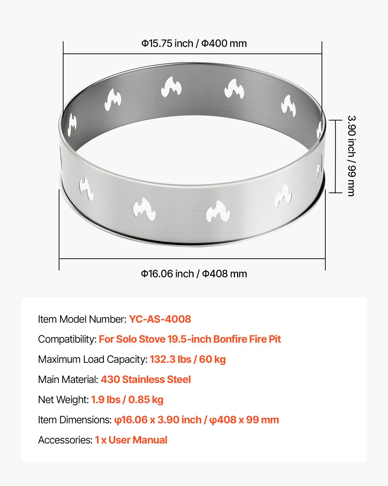 Fire Pit Stand for Solo Stove Bonfire 49.5 cm 7 Fire Pit Stand for Solo Stove Bonfire 49.5 cm - Image 7