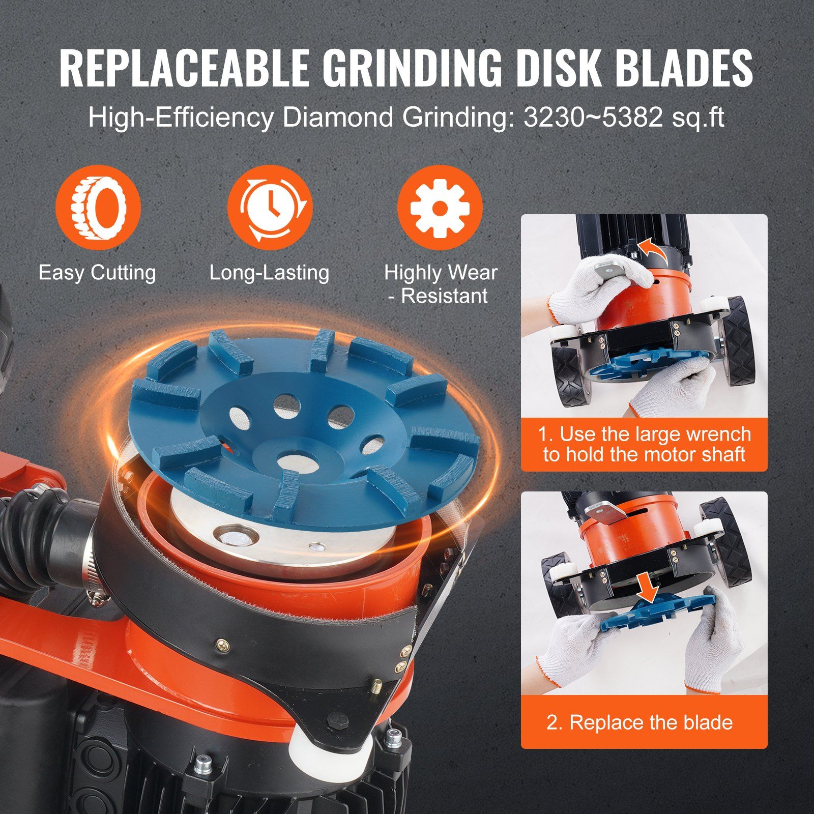 7" Electric Concrete Floor Grinder 2.0HP Brushless 3 7" Electric Concrete Floor Grinder 2.0HP Brushless - Image 3