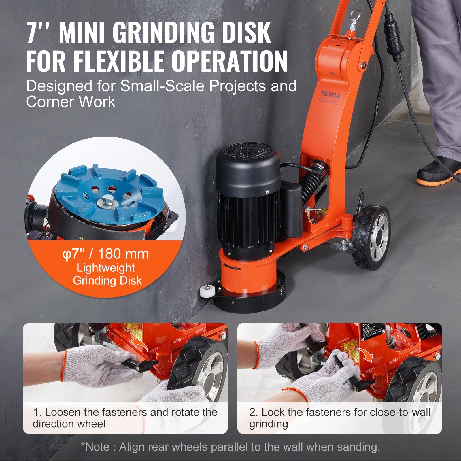 7" Electric Concrete Floor Grinder 2.0HP Brushless 5 7" Electric Concrete Floor Grinder 2.0HP Brushless - Image 5