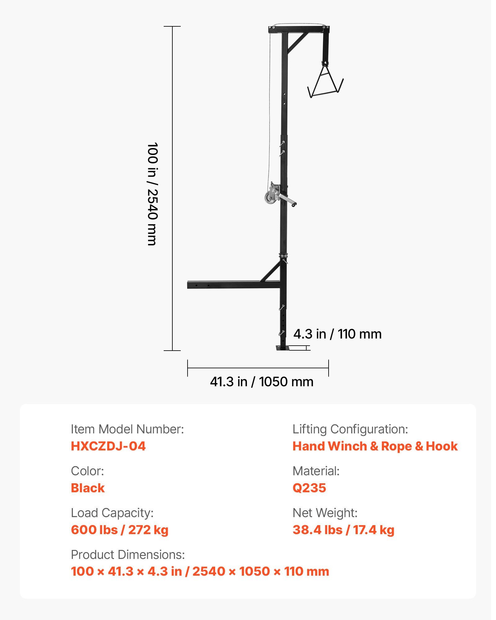 Truck hitch game hoist 600 lbs capacity with winch 7 Truck hitch game hoist 600 lbs capacity with winch - Image 7