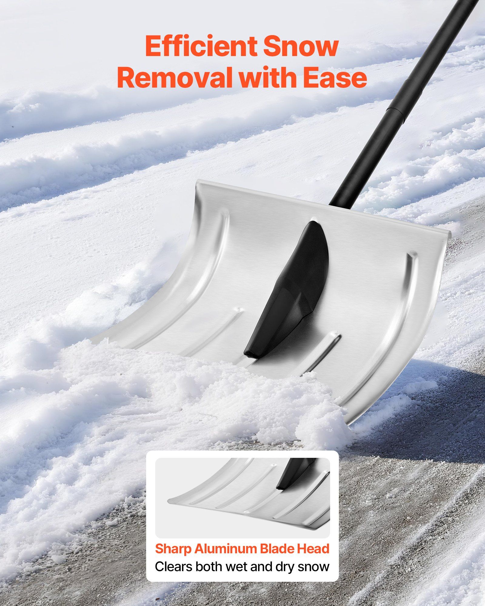 Snow Shovel for Driveway, 40cm Wide Aluminum Alloy Snow Shovel, Non Slip Grip, Large Capacity Snowplow Shovels, Detachable & Lightweight Snows Removal Tool for Garden Car Camping Outdoors 2 Snow Shovel for Driveway, 40cm Wide Aluminum Alloy Snow Shovel, Non Slip Grip, Large Capacity Snowplow Shovels, Detachable & Lightweight Snows Removal Tool for Garden Car Camping Outdoors - Image 2