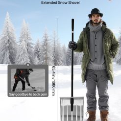 Snow Shovel for Driveway, 40cm Wide Aluminum Alloy Snow Shovel, Non Slip Grip, Large Capacity Snowplow Shovels, Detachable & Lightweight Snows Removal Tool for Garden Car Camping Outdoors 13 V952 KXCLHJ16INCHF6PLG001V0 02