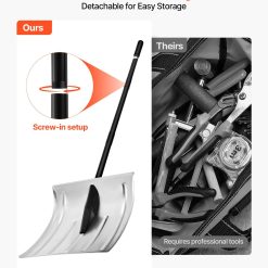Snow Shovel for Driveway, 40cm Wide Aluminum Alloy Snow Shovel, Non Slip Grip, Large Capacity Snowplow Shovels, Detachable & Lightweight Snows Removal Tool for Garden Car Camping Outdoors 16 V952 KXCLHJ16INCHF6PLG001V0 05