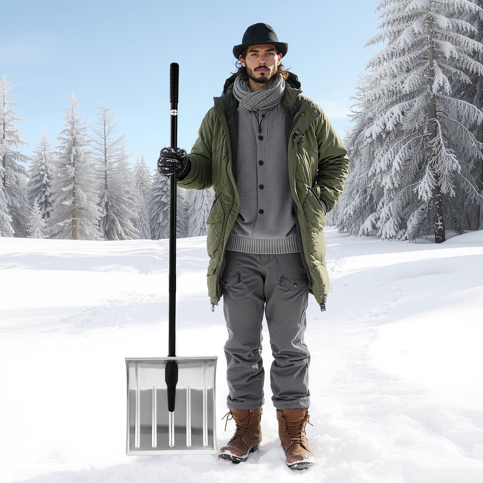 Snow Shovel for Driveway, 40cm Wide Aluminum Alloy Snow Shovel, Non Slip Grip, Large Capacity Snowplow Shovels, Detachable & Lightweight Snows Removal Tool for Garden Car Camping Outdoors 8 Snow Shovel for Driveway, 40cm Wide Aluminum Alloy Snow Shovel, Non Slip Grip, Large Capacity Snowplow Shovels, Detachable & Lightweight Snows Removal Tool for Garden Car Camping Outdoors - Image 8