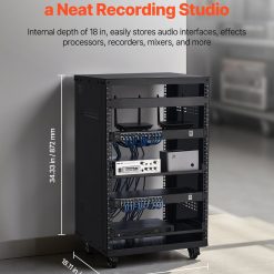 Alternative view of 16U AV Rack with Lockable Caster Wheels, 90.7 kg Capacity