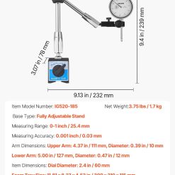 Dial Test Indicator with Magnetic Base Stand 0.03 mm 17 V952 NJCLGJGJDBFBE9F6A001V0 06