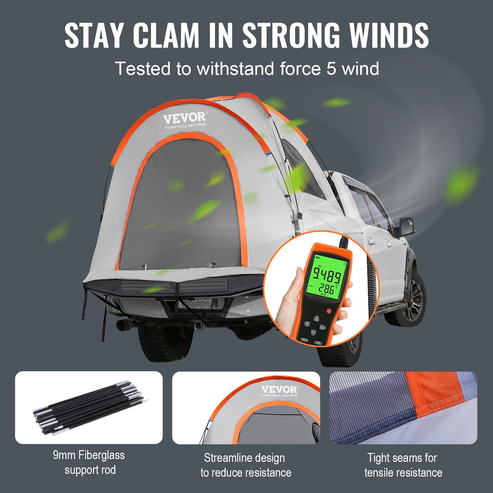 Truck Bed Tent 6.4-6.7 ft Waterproof PU2000mm 4 Truck Bed Tent 6.4-6.7 ft Waterproof PU2000mm - Image 4